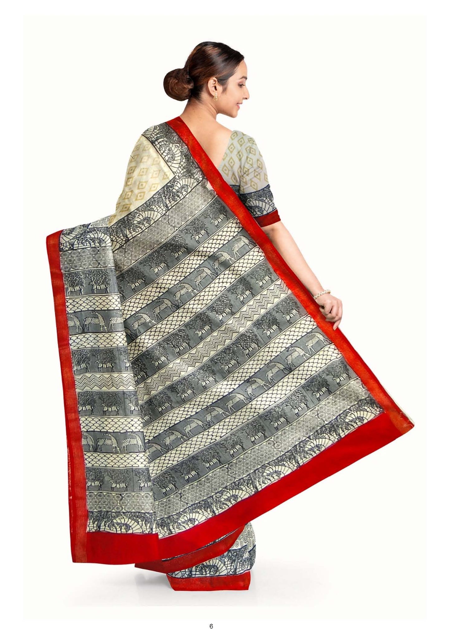 Women’s Gond Art Hand-Block Print Cotton Saree (Copy)