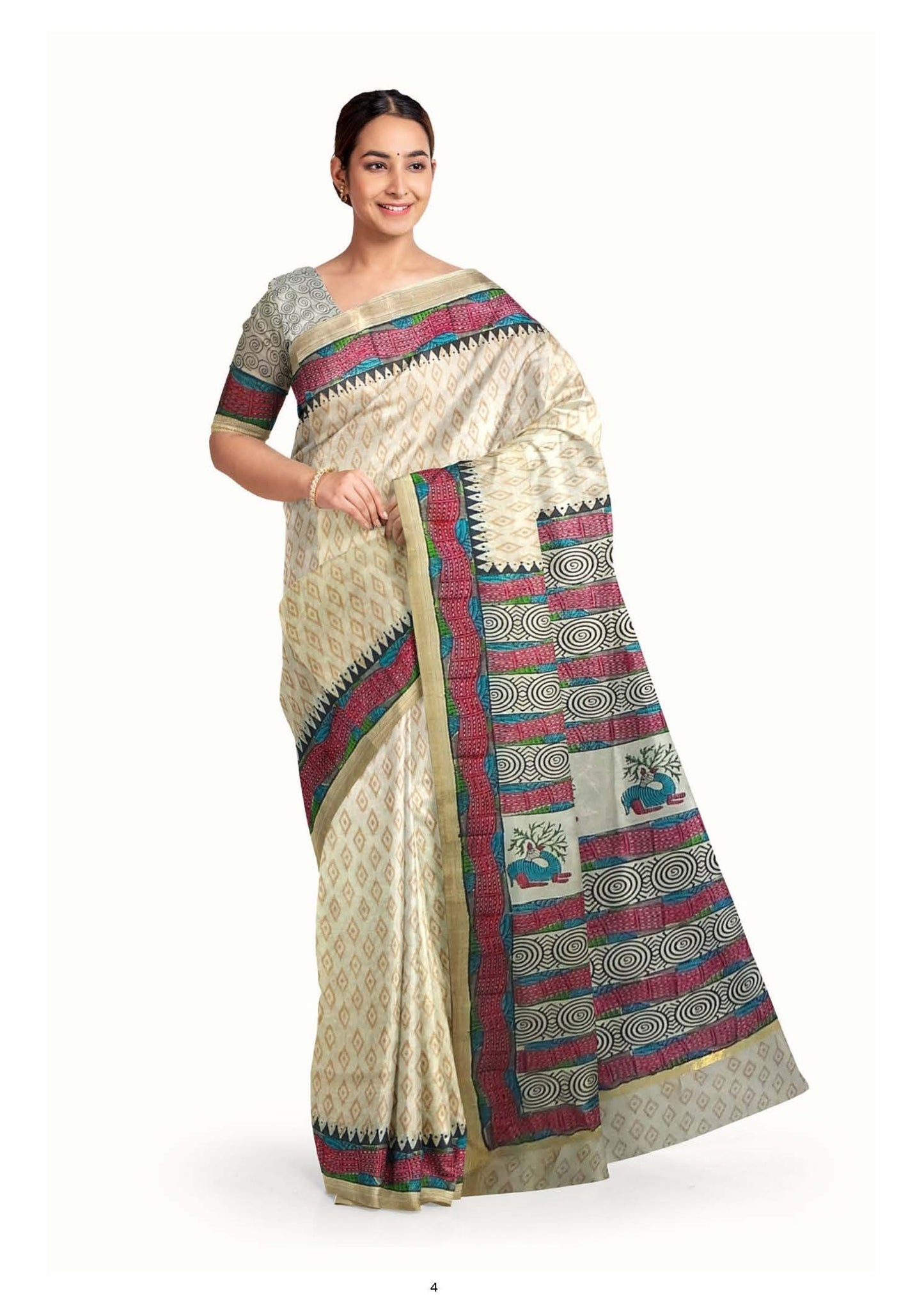 Women’s Gond Art Hand-Block Print Cotton Saree (Copy)